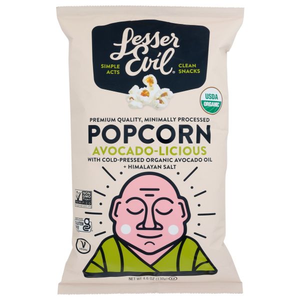 LESSER EVIL: Avocado Licious Organic Popcorn, 4.6 oz