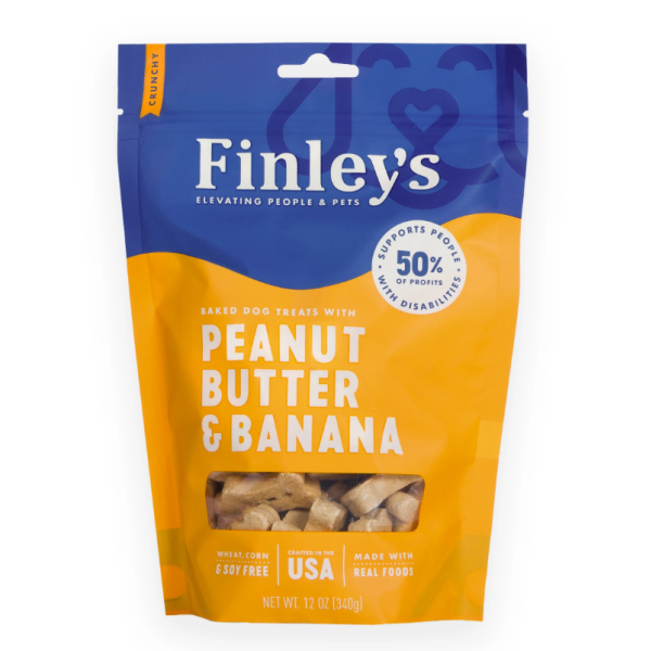 FINLEYS: Peanut Butter Banana Crunchy Dog Biscuits, 12 oz