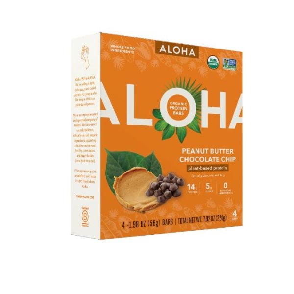 ALOHA: Peanut Butter Chocolate Chip Protein Bar 4Pack, 7.92 oz