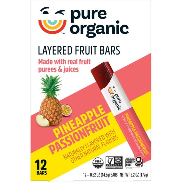 PURE ORGANIC: Pineapple Passion Fruit Bars, 6.2 oz