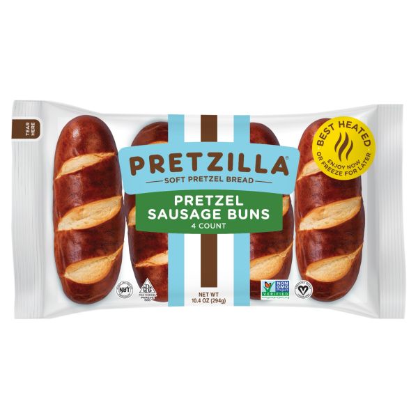 PRETZILLA: Pretzel Sausage Buns 4 Count, 10.4 oz