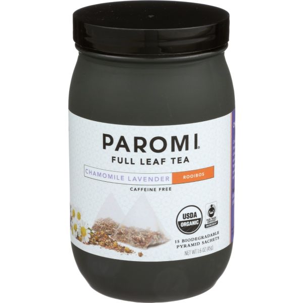 PAROMI TEA: Organic Chamomile Lavender Rooibos Tea Jar, 15 bg