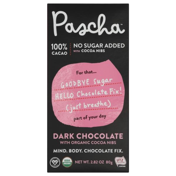 PASCHA: Dark Chocolate with Organic Cocoa Nibs, 2.82 oz