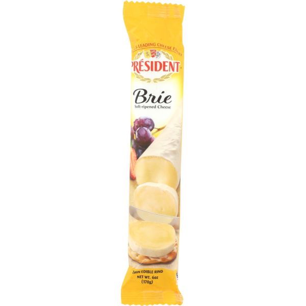 PRESIDENT: Soft Ripened Brie Cheese Log, 6 oz