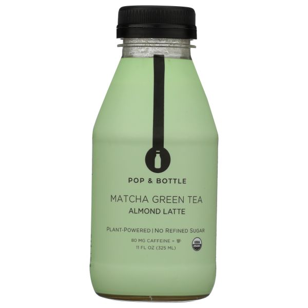 POP AND BOTTLE: Matcha Green Tea Almond Latte, 11 oz