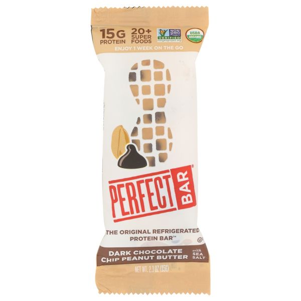 PERFECT FOODS: Dark Chocolate Chip Peanut Butter with Sea Salt Bar, 2.3 oz