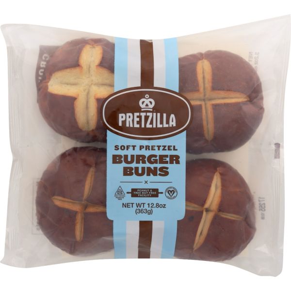 PRETZILLA: Soft Pretzel Burger Buns, 12.8 oz