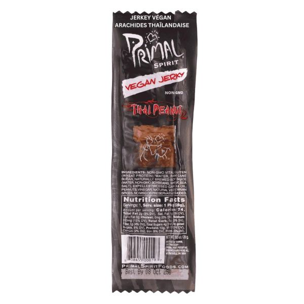 PRIMAL STRIPS: Seitan Thai Peanut Vegan Jerky, 1 oz