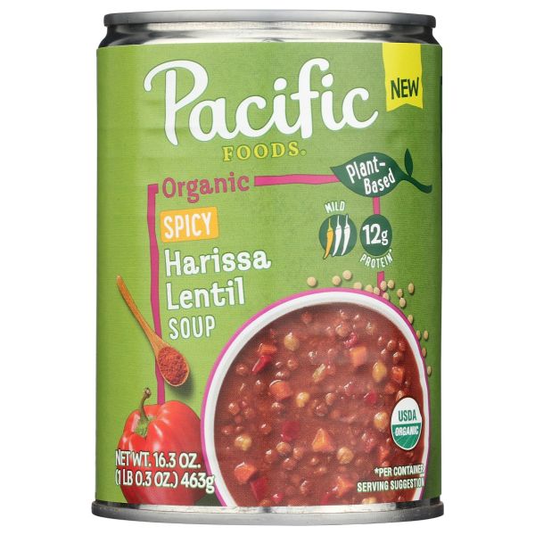 PACIFIC FOODS: Organic Spicy Harissa Lentil Soup, 16.3 oz