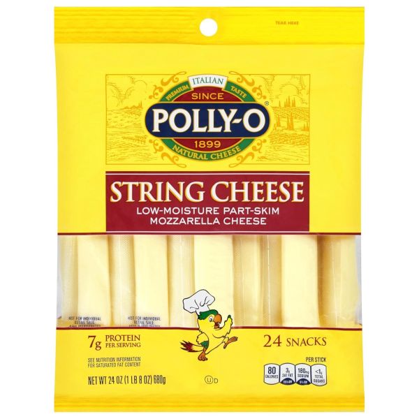 POLLY O: Low Moisture Part Skim Mozzarella String Cheese, 24 oz