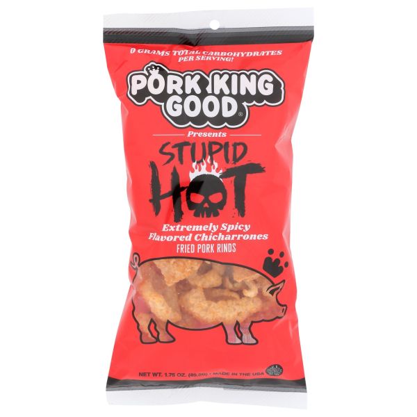 PORK KING GOOD: Stupid Hot Pork Rinds, 1.75 oz