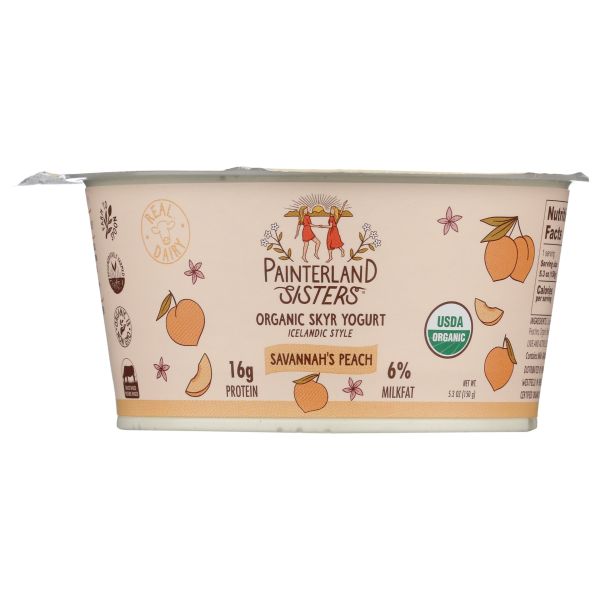 PAINTERLAND SISTERS: Savannahs Peach Organic Skyr Yogurt, 5.3 oz