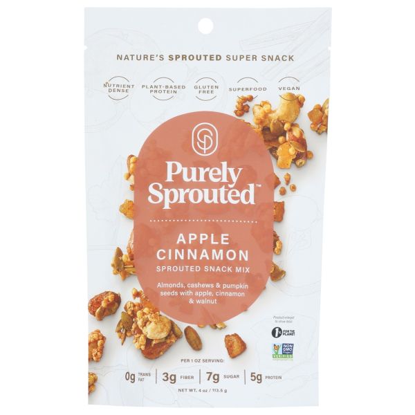 PURELY SPROUTED: Apple Cinnamon Sprouted Snack Mix, 4 oz
