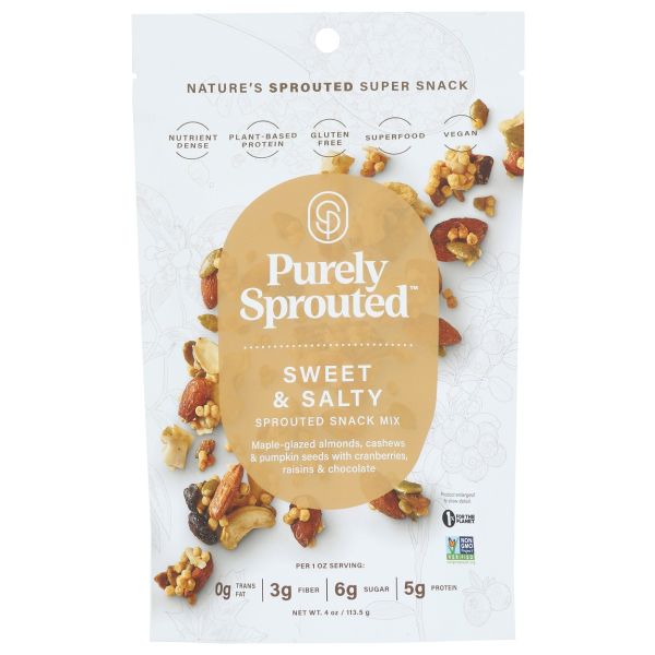 PURELY SPROUTED: Sweet and Salty Sprouted Snack Mix, 4 oz