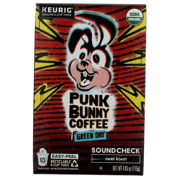 PUNK BUNNY COFFEE: Soundcheck Dark Roast Kcup Coffee, 10 ea