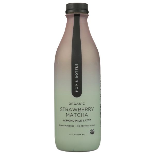 POP AND BOTTLE: Strawberry Matcha Almond Latte, 32 oz