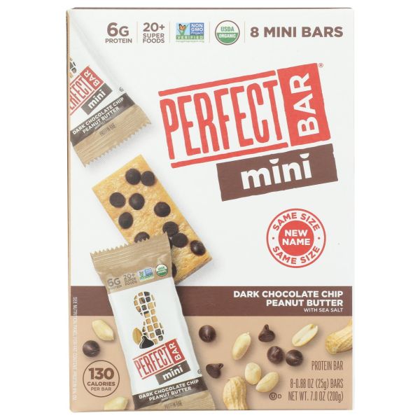PERFECT FOODS: Dark Chocolate Chip Peanut Butter Mini Bars 8pk, 7 oz