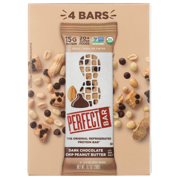 PERFECT FOODS: Dark Chocolate Peanut Butter Bars 4 Pack, 9.2 oz