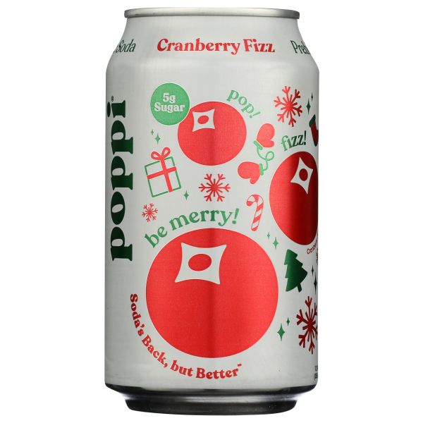 POPPI: Cranberry Fizz Prebiotic Soda, 12 fo