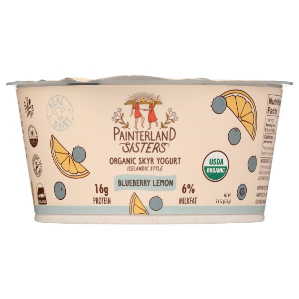 PAINTERLAND SISTERS: Blueberry Lemon Organic Skyr Yogurt, 5.3 oz