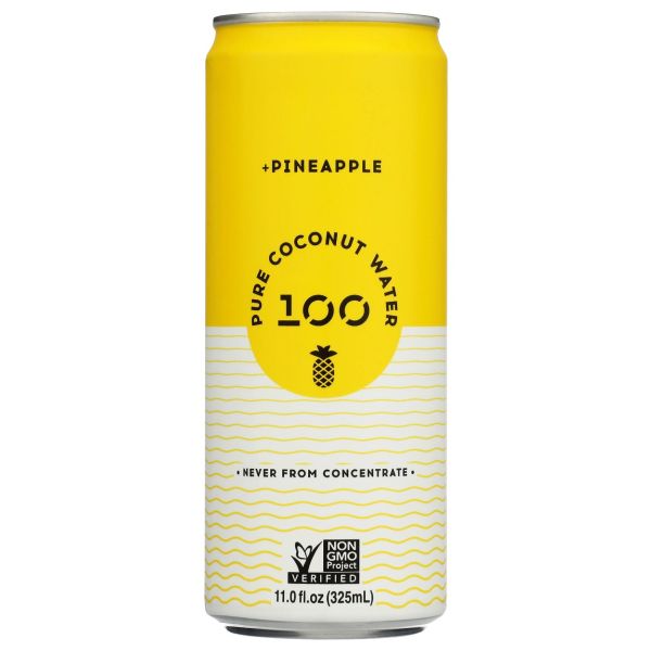 100 COCONUTS: Pure Coconut Pineapple Water, 11 fo