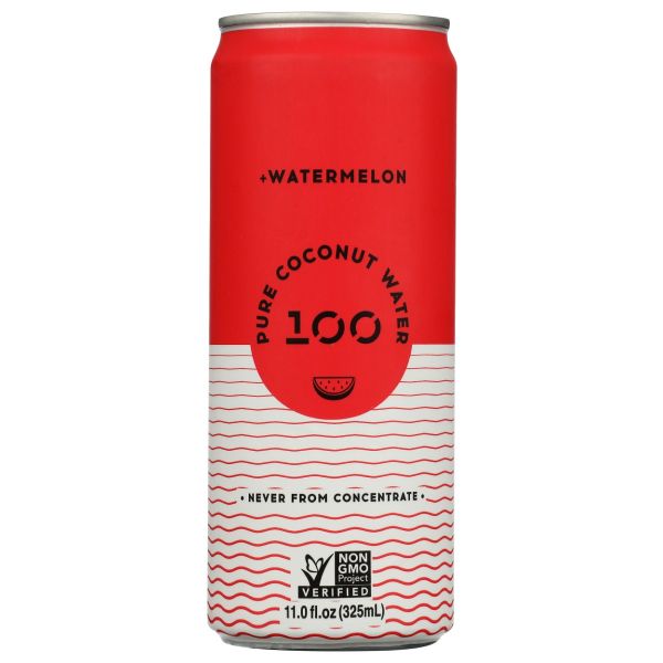 100 COCONUTS: Pure Coconut Watermelon Water, 11 fo