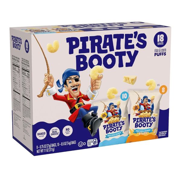 PIRATE BRANDS: Aged White Cheddar Rice and Cheddar Blast Puffs 18 Count, 11 oz