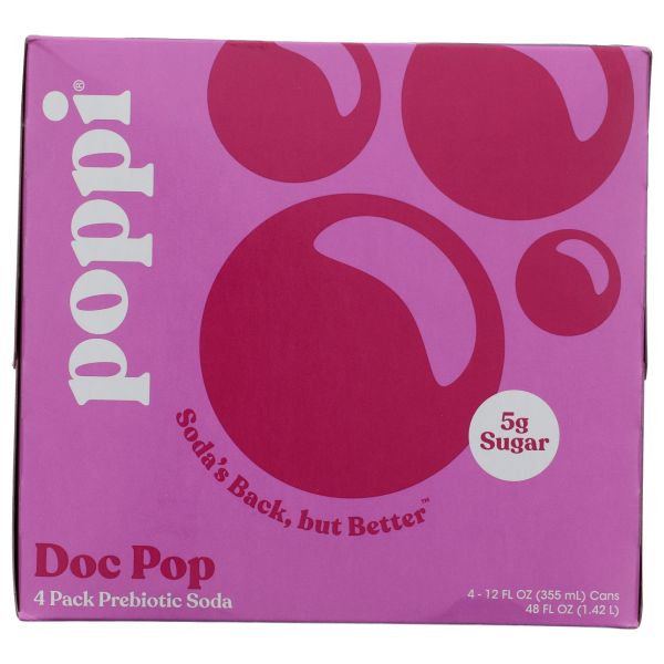 POPPI: Doc Pop Prebiotic Soda 4 Count, 48 fo