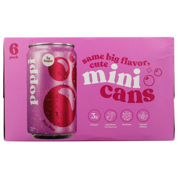 POPPI: Doc Pop Prebiotic Mini Soda 6 Count, 45 fo