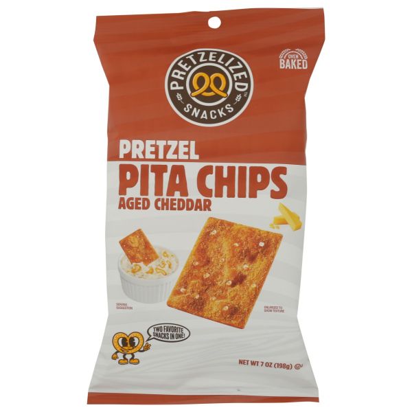 PRETZELIZED SNACKS: Aged Cheddar Pretzel Pita Chips, 7 oz