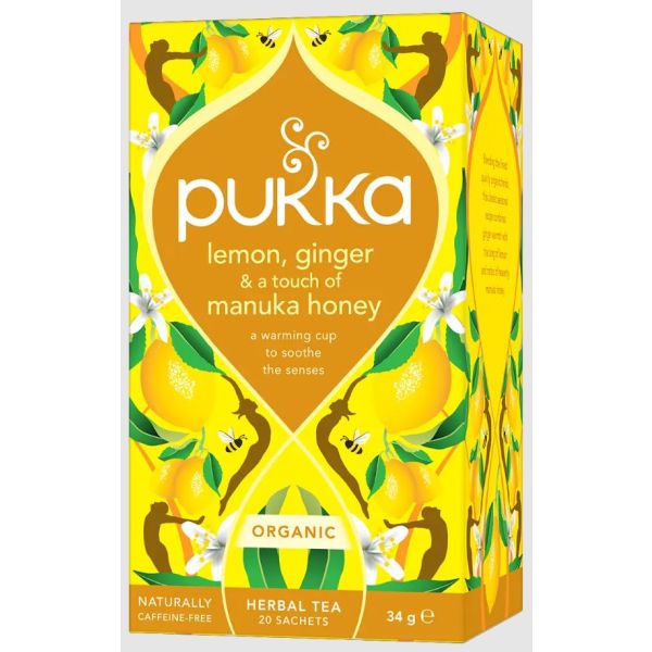 PUKKA HERBS: Organic Lemon Ginger and Touch of Manuka Honey Tea, 20 bg