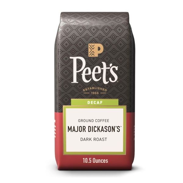 PEETS COFFEE: Decaf Major Dickasons Ground Dark Roast Coffee, 10.5 oz