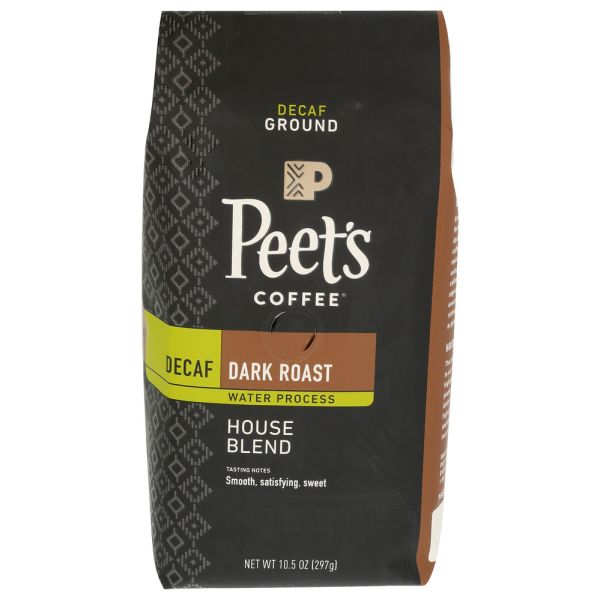 PEETS COFFEE: Decaf House Blend Ground Dark Roast Coffee, 10.5 oz