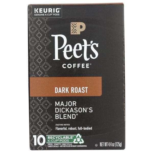 PEETS COFFEE: Major Dickasons Blend KCup Pods Coffee, 10 ea