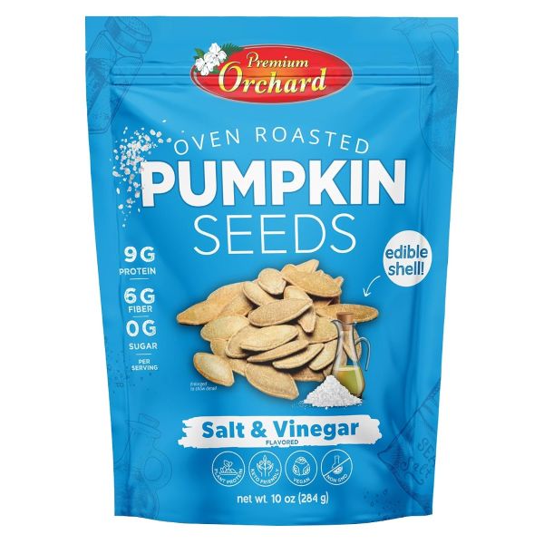 PREMIUM ORCHARD: Salt and Vinegar Pumpkin Seeds, 10 oz