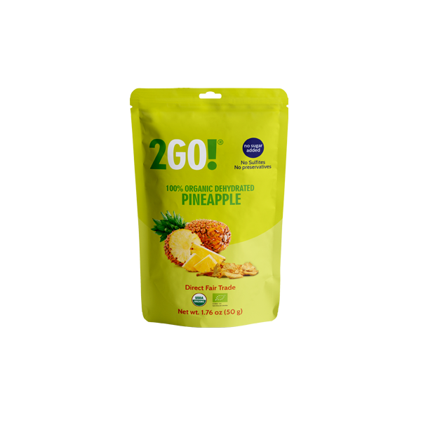 2GO: Organic Dried Pineapple, 1.76 oz