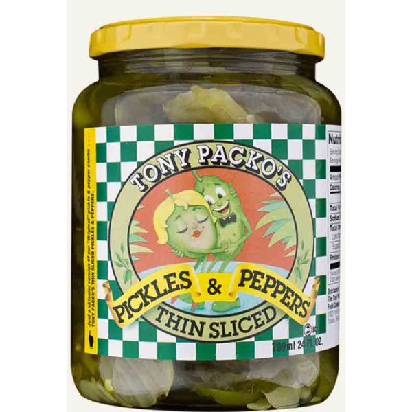 TONY PACKOS: Packo Thin Slcd Pickles & Pep, 24 oz