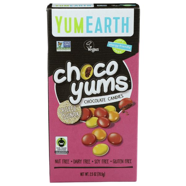 YUMEARTH: Crisped Quinoa Choco Yums Chocolate Candies, 2.5 oz
