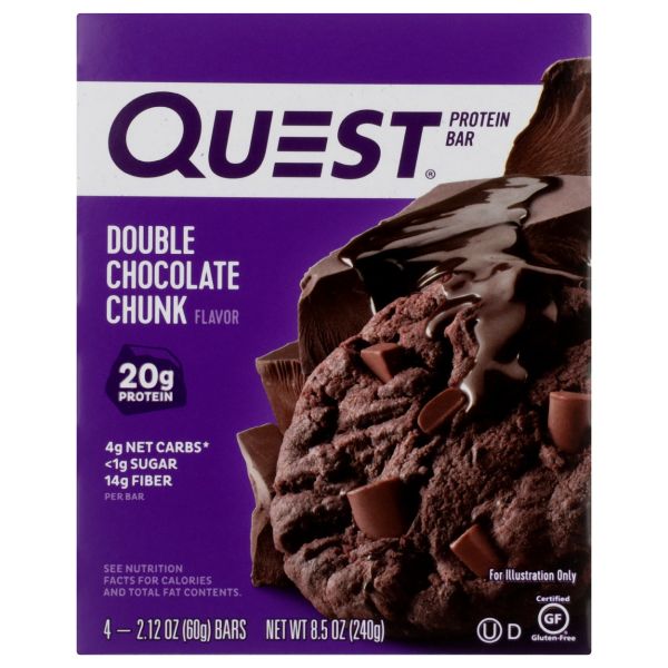 QUEST: Double Chocolate Chunk Bars 4pk, 8.5 oz