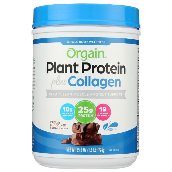 ORGAIN: Plant Protein Plus Collagen Chocolate, 25.6 oz