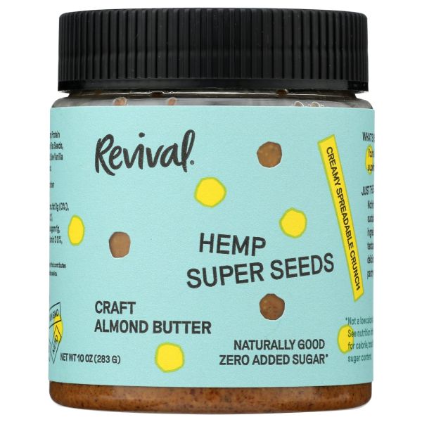 REVIVAL FOOD CO: Hemp Super Seeds Almond Butter, 10 oz