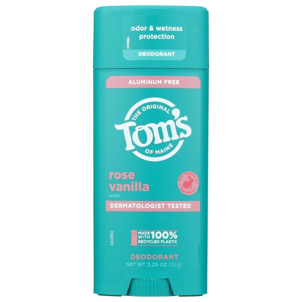 TOMS OF MAINE: Rose Vanilla Deodorant Stick, 3.25 oz