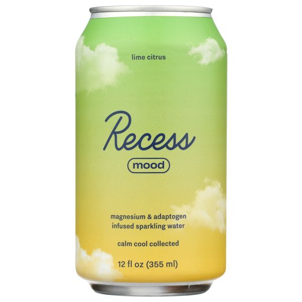 RECESS: Lime Citrus Mood Sparkling Water, 12 fo