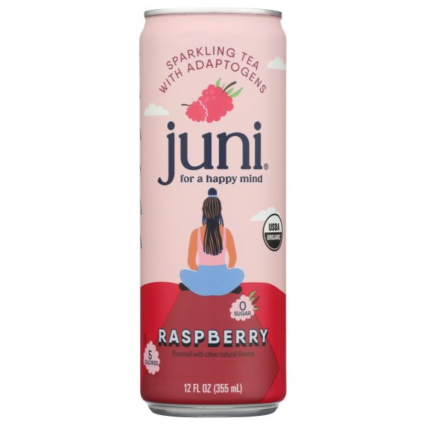 JUNI: Raspberry Sparkling Tea With Adaptogens, 12 fo