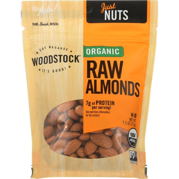 WOODSTOCK: Organic Raw Almonds, 7.5 oz