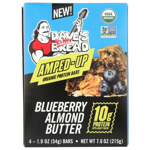 DAVES KILLER BREAD: Amped Up Blueberry Almond Butter Organic Protein Bars, 7.6 oz