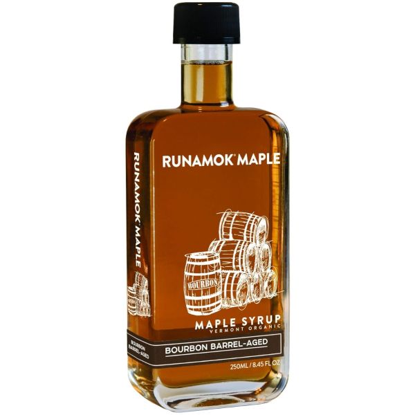 RUNAMOK MAPLE: Bourbon Barrel-Aged Organic Maple Syrup, 8.45 fo