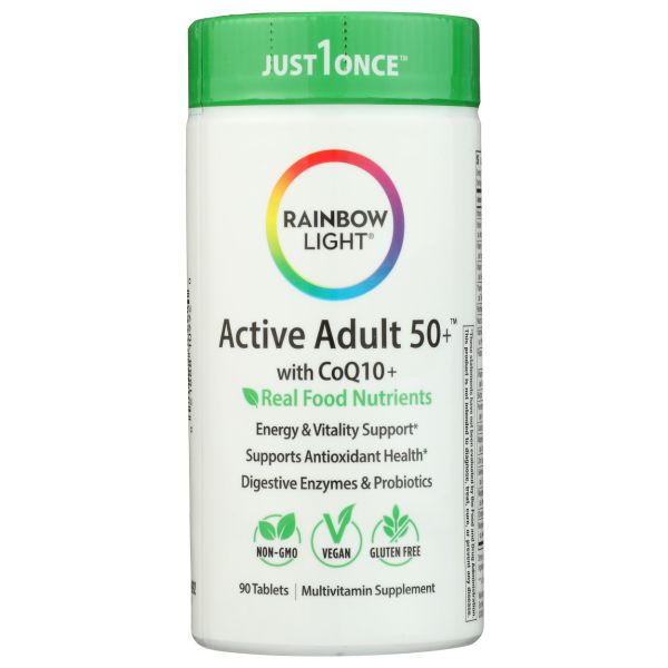 RAINBOW LIGHT: Active Adult 50 Plus with CoQ10 Food Nutrients, 90 tb