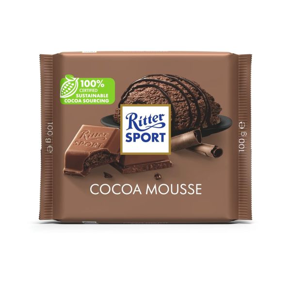 RITTER SPORT: Cocoa Mousse Chocolate Bar, 3.5 oz