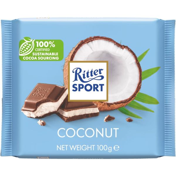 RITTER SPORT: Coconut Milk Chocolate Bar, 3.5 oz